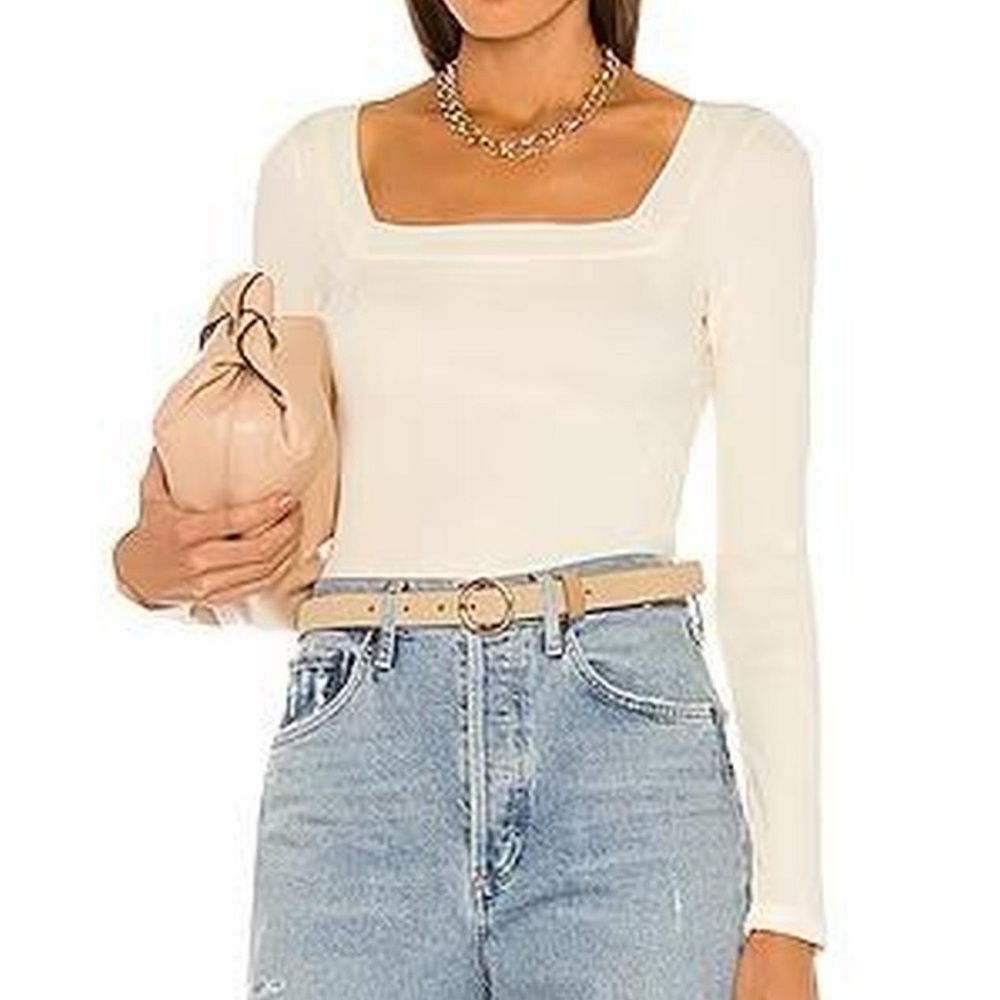 Citizens of humanity cream long sleeve top square neck Marisol in Candlelight